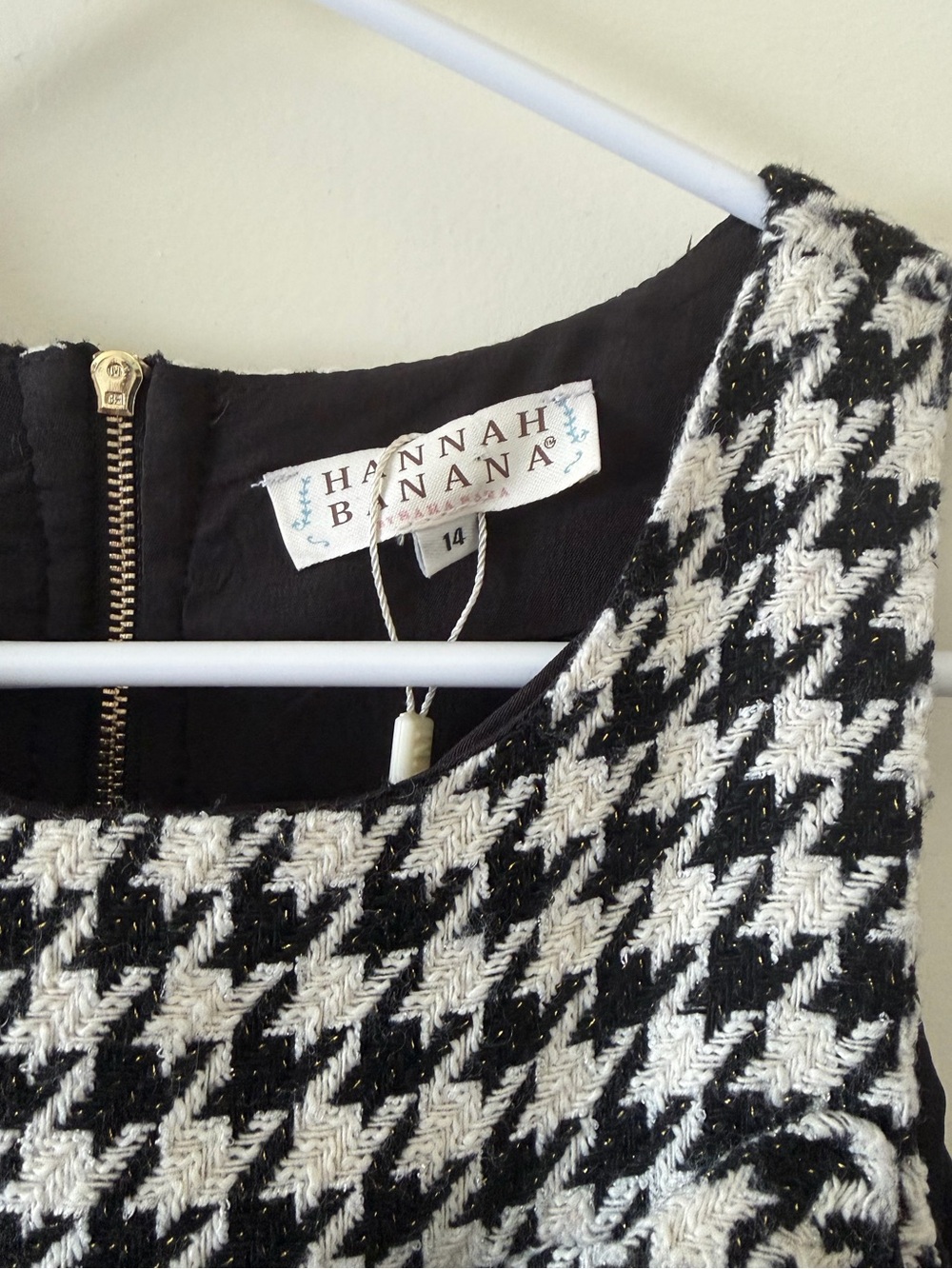 Hannah Banana Girls Houndstooth Bow Dress, 14 - Picture 3 of 11